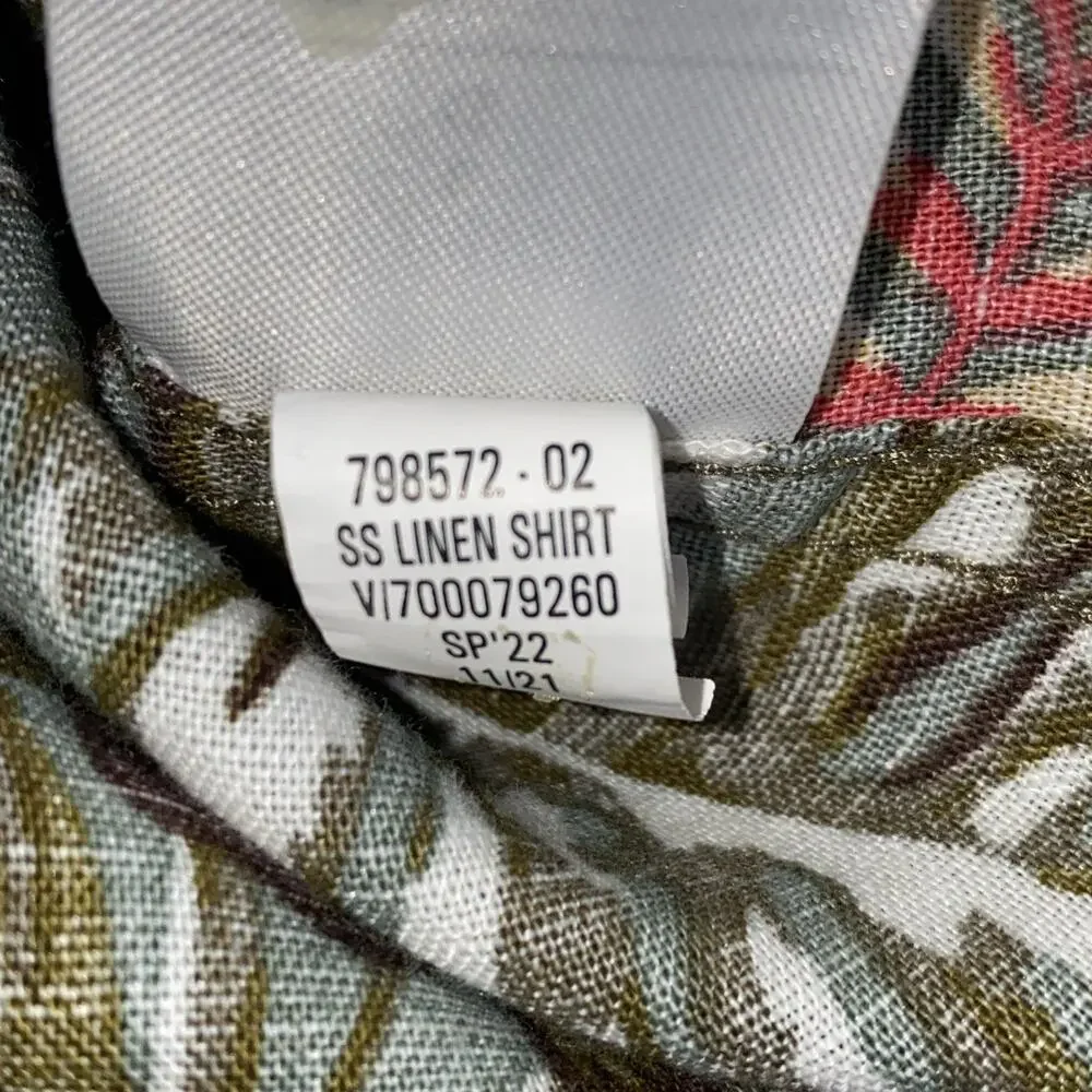 Men's Banana Republic Linen Tropical Short Sleeve Button Down Shirt Size L